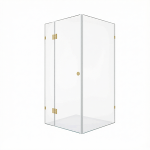 100x100cm Corner Frameless Shower Screen U-Brackets and Floor U-Bracket with SS Hinges for Contemporary Bathrooms