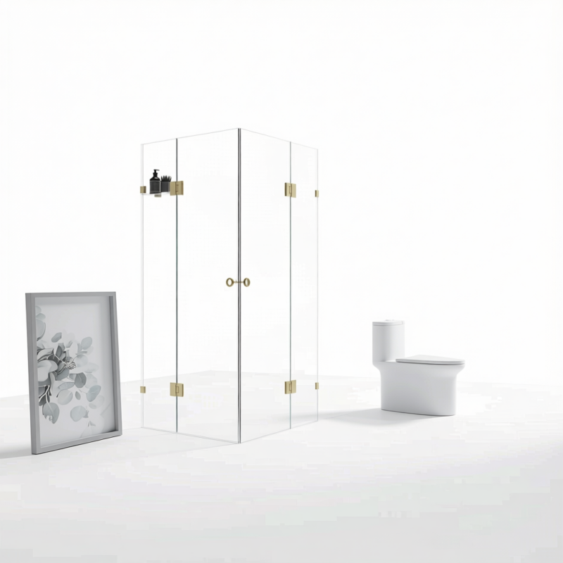 100x100cm Double Door Corner Shower U-Brackets with SS Hinges for Contemporary Bathrooms