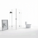 100x110cm Double Door Corner Shower Screen F-Brackets, SS Hinges & Square Double Pull Handle