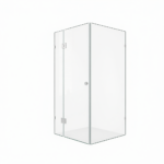 110x100cm Corner Frameless Shower Screen with Brackets and Brass Hinges - U-Brackets and Floor U-Bracket