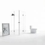 110x120cm Double Door Corner Shower Screen U-Brackets, SS Hinges & Square Knob Handle