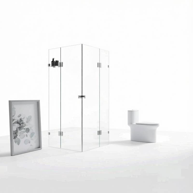 110x120cm Double Door Corner Shower Screen U-Brackets, SS Hinges & Square Knob Handle 110x120cm Double Door Corner Shower Screen U-Brackets, SS Hinges & Square Knob Handle