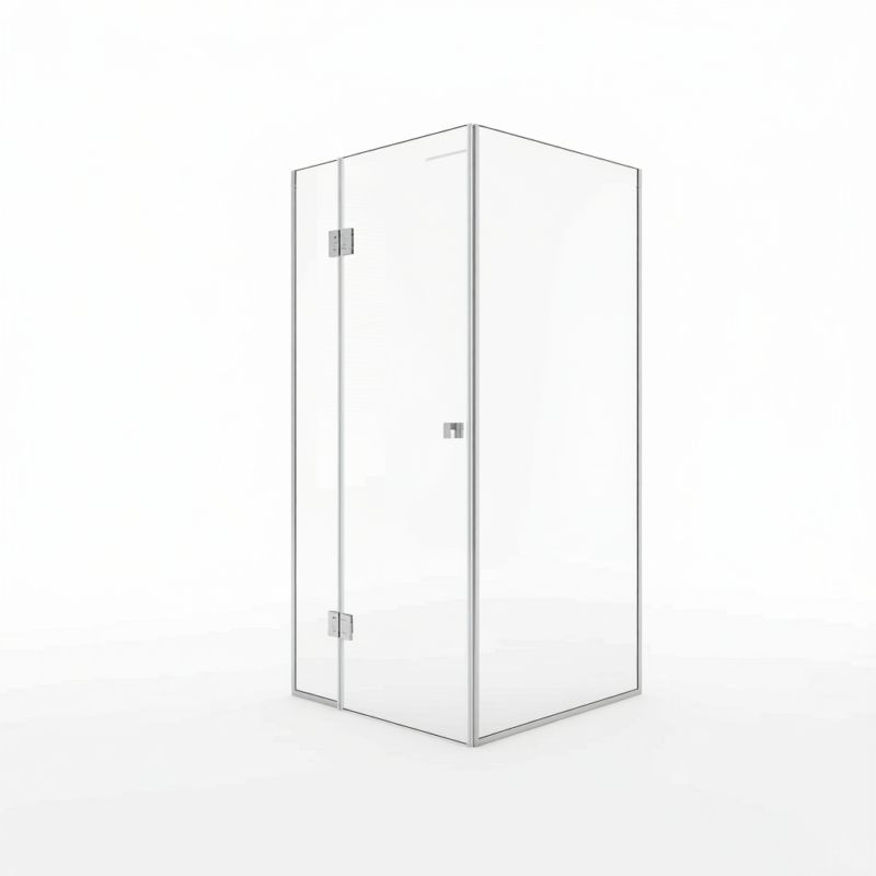 110x80cm Corner Frameless Shower Screen Wall Channel with Brass Hinges & Round Knob Handle 110x80cm Corner Frameless Shower Screen Wall Channel with Brass Hinges & Round Knob Handle