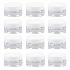 12 Pcs Small Clear Plastic Jars with Lids,Mini Round Storage Containers with Lids for Cream,Travel and DIY,Refillable Small Containers for Makeup and Samples