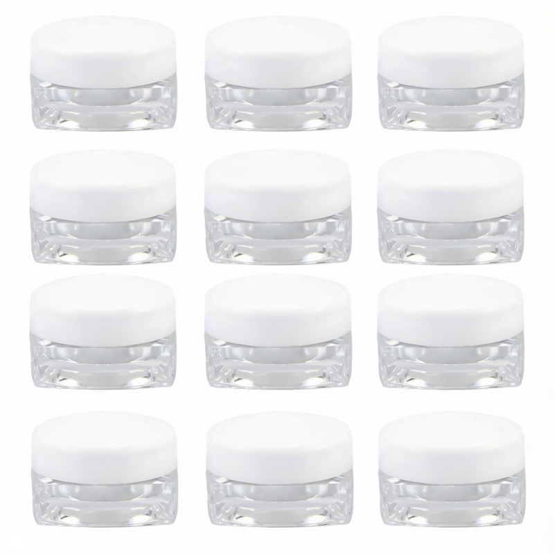 12 Pcs Small Clear Plastic Jars with Lids,Mini Round Storage Containers with Lids for Cream,Travel and DIY,Refillable Small Containers for Makeup and Samples