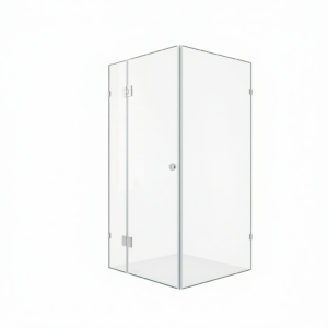 120x80cm Corner Frameless Shower Screen with Brackets and Brass Hinges - F-Brackets