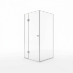 120x80cm Corner Frameless Shower Screen with Wall Channel and Floor Channel Brackets, Stainless Steel Hinges & Round Knob Handle