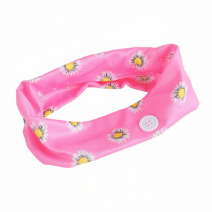 2Pcs Sports Exercise Training Yoga Polyester Headbands Decoration with Buttons Rose Red