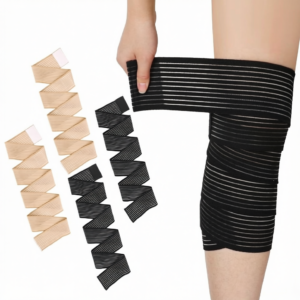 4 Pcs Long Elastic Knee Wraps Leg Brace, Compression Knee Wraps for Pain Relief, Leg Brace for Knee, Bandage Support Wraps for Legs Edema, Sports, Lifting, Stabilizing Ligaments, Joint Pain
