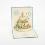 6-Pack - Gold Foil Cake 3D Pop-Up Birthday Cards, Creative Papercut Foldable Greeting Gift Cards