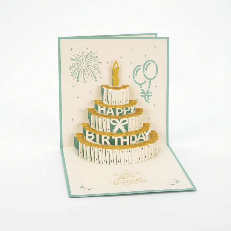 6-Pack - Gold Foil Cake 3D Pop-Up Birthday Cards, Creative Papercut Foldable Greeting Gift Cards 6-Pack - Gold Foil Cake 3D Pop-Up Birthday Cards, Creative Papercut Foldable Greeting Gift Cards