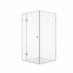 90x80cm Corner Frameless Shower Screen with U-Brackets and SS Hinges, Round Knob Handle