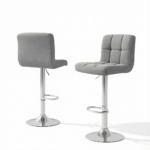 Artiss 2x Bar Stools Kitchen Dining Chairs Counter Stool Gas Lift Fabric Grey