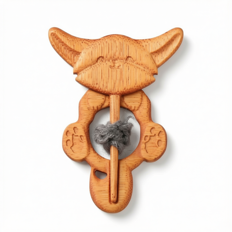 Brooch pin with woodenanimal pattern-Fox