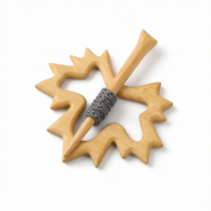 Brooch pin with woodenanimal pattern-Leaf