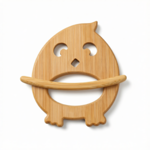 Brooch pin with woodenanimal pattern-Owl