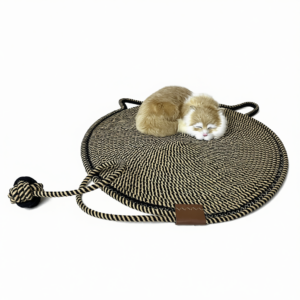 Durable Cat Scratching Mat with Attached Toy Ball - Washable and Multi-Functional, Ideal for Cats' Scratching and Sleeping - 50cm Diameter