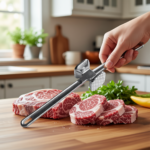 Meat Tenderiser Hammer in Plated Silver for Kitchen with Hanging Ring Handle