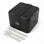Monbento Flex - The 2 Compartment Lunch Box with Cutlery - Black Onyx