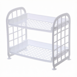 Plastic Desktop Storage Shelf with Drainage Holes for Kitchen and Bathroom Organization Double-Layer Shelf for Cosmics Seasonings toilries with Elevated Support for Dryness