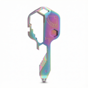 Portable Key-Shaped Multifunctional Tool with Wrench Bottle Opener Ruler File Screwdriver Bit Driver and Wire Cutter for Everyday Carry Outdoor Adventures and Bicycle Repair