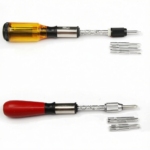 Push Pull Ratchet Screwdriver Adjustment Spiral Ratchet Screwdriver with 5 Replaceable Heads