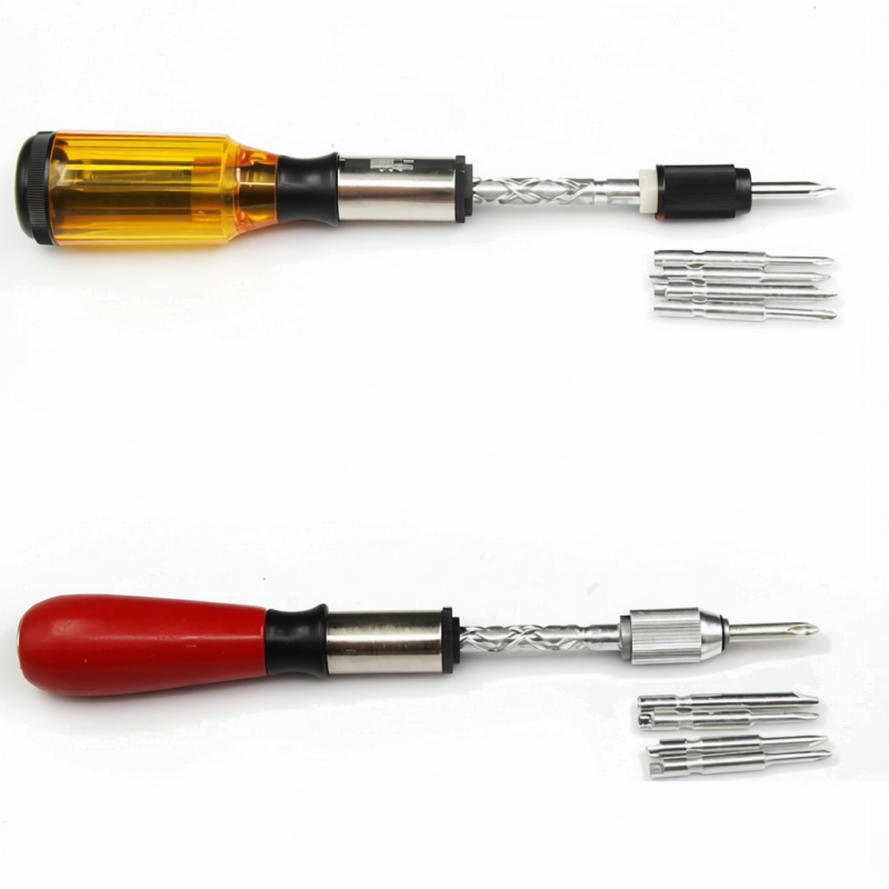 Push Pull Ratchet Screwdriver Adjustment Spiral Ratchet Screwdriver with 5 Replaceable Heads Push Pull Ratchet Screwdriver Adjustment Spiral Ratchet Screwdriver with 5 Replaceable Heads