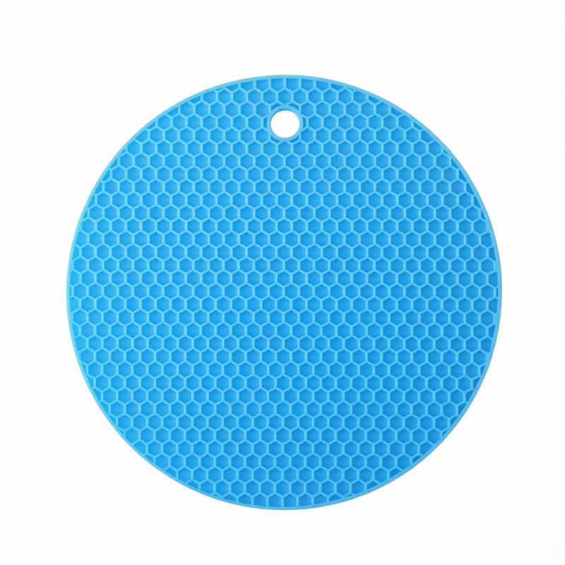 Round Honeycomb Silicone Placemat - Blue