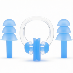 Soft Silicone Waterproof Ear Plugs & Swimming Nose Clips Set,blue