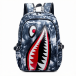 Trendsetter Shark Mouth Print Backpack - Lightweight & Breathable School Bag