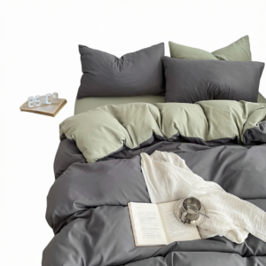 Washed Cotton Bedding Set - Solid Color Fitted Sheet Style, 4-Piece Set for 1.8m Bed, Includes 10 Random Color Quilt Fasteners