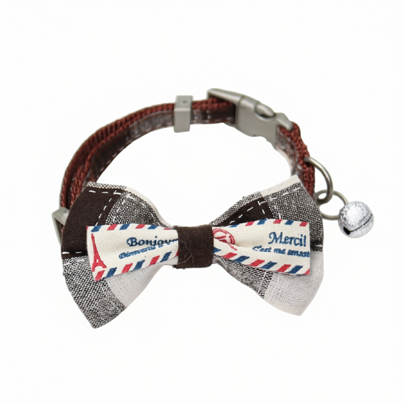 Zichen Plaid Bow Cat Collar with Bell Polyester S(1.0 check bow single collar) Zichen Plaid Bow Cat Collar with Bell Polyester S(1.0 check bow single collar)