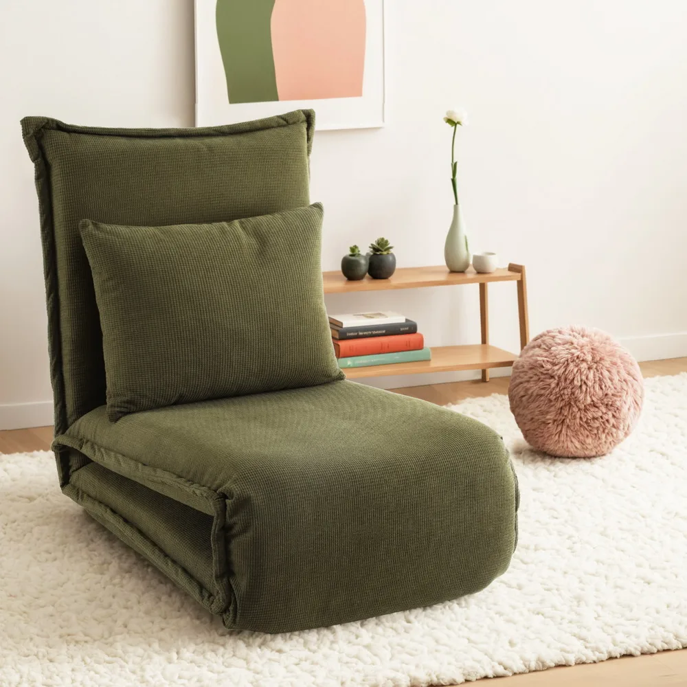 Artiss Floor Lounge Sofa Bed Foldable Green