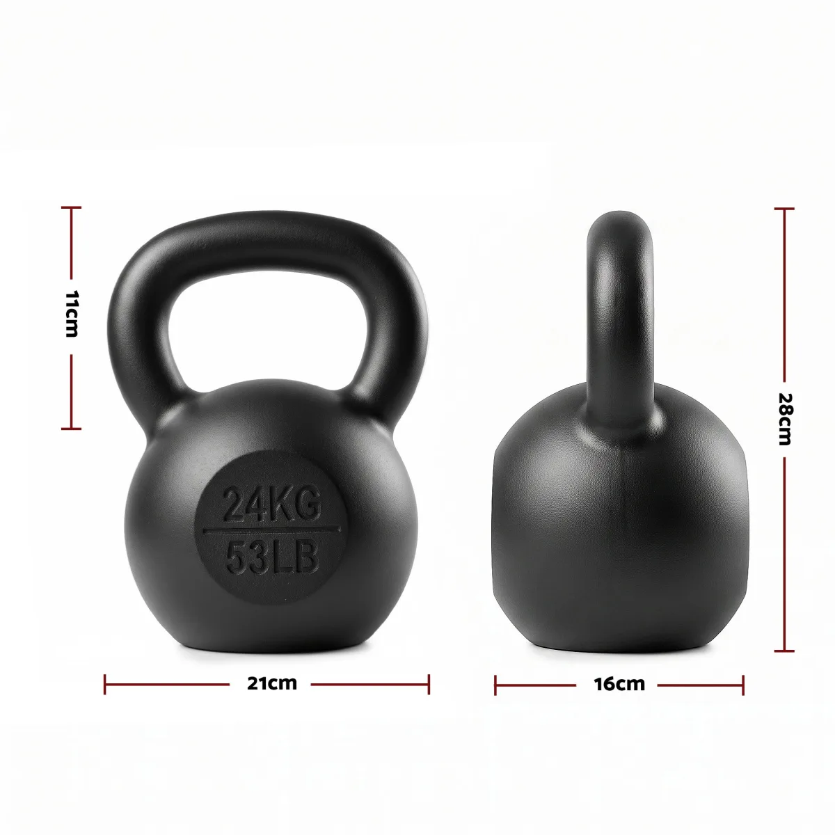 Everfit 24kg Cast Iron Kettlebell Powder Coating Flat Bottom Home Gym