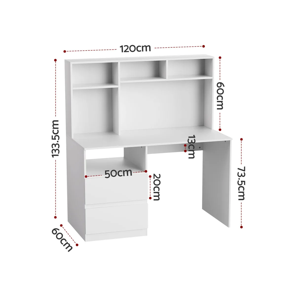 Artiss Computer Desk Office Study Desks Table Bookshelf Drawer White 120cm