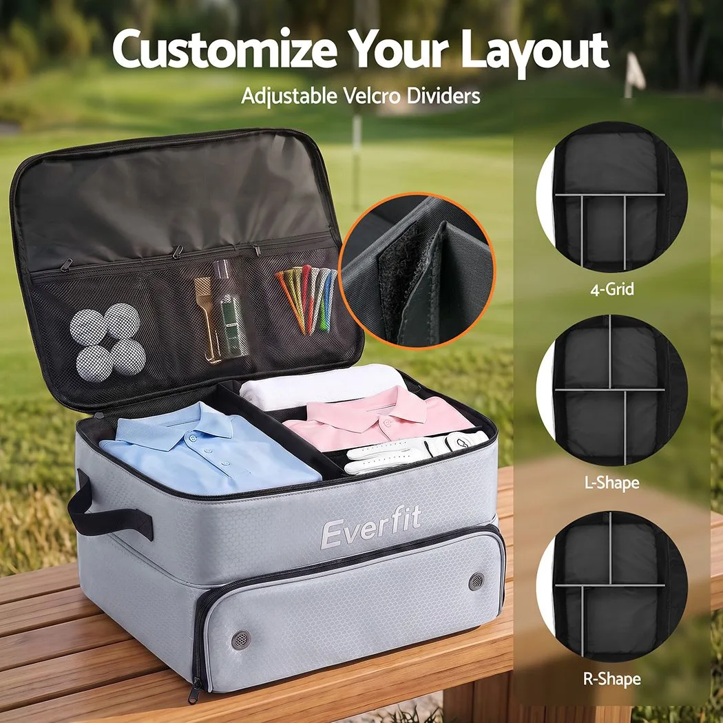Everfit Golf Storage Bag 2-Tier Trunk Organizer with Ventilated Shoe Compartment