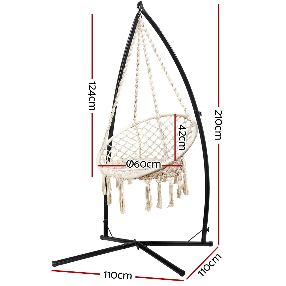 Gardeon Hammock Chair with Steel Stand Macrame Outdoor Swinging