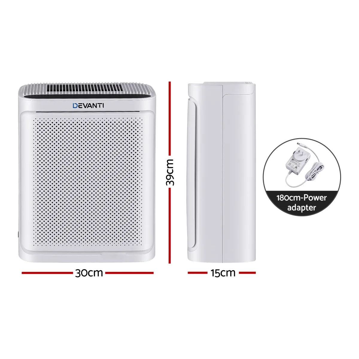Devanti Air Purifier HEPA Air Cleaner Digital Display Bedroom White