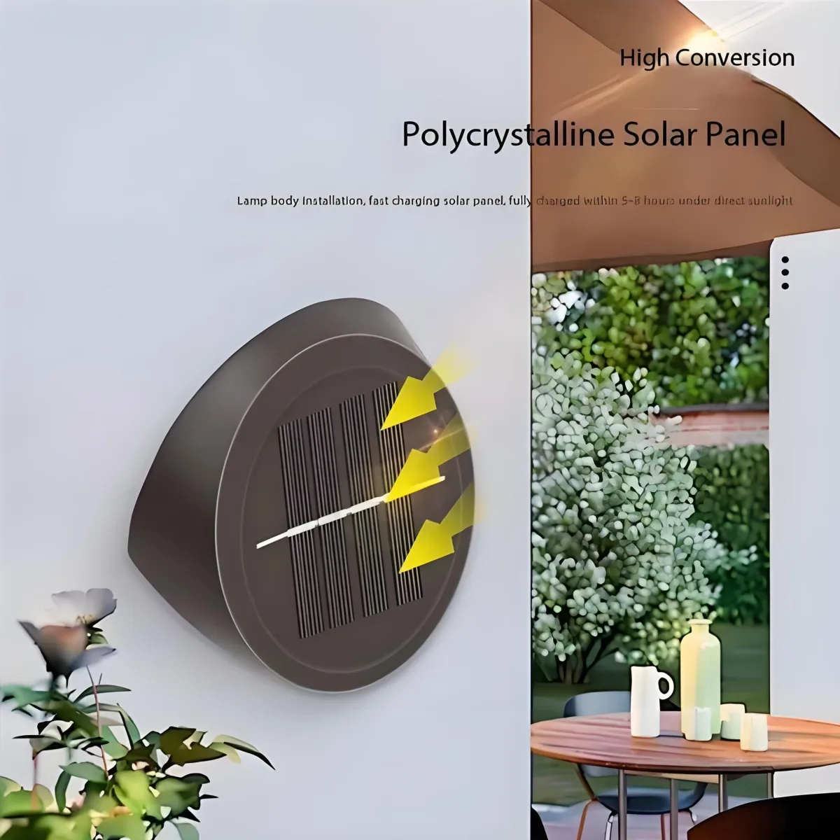 Solar Outdoor Wall Lights (2-Pack): IP44 Waterproof LED Sconces for Garden, Patio & Pathway Lighting (Warm light)