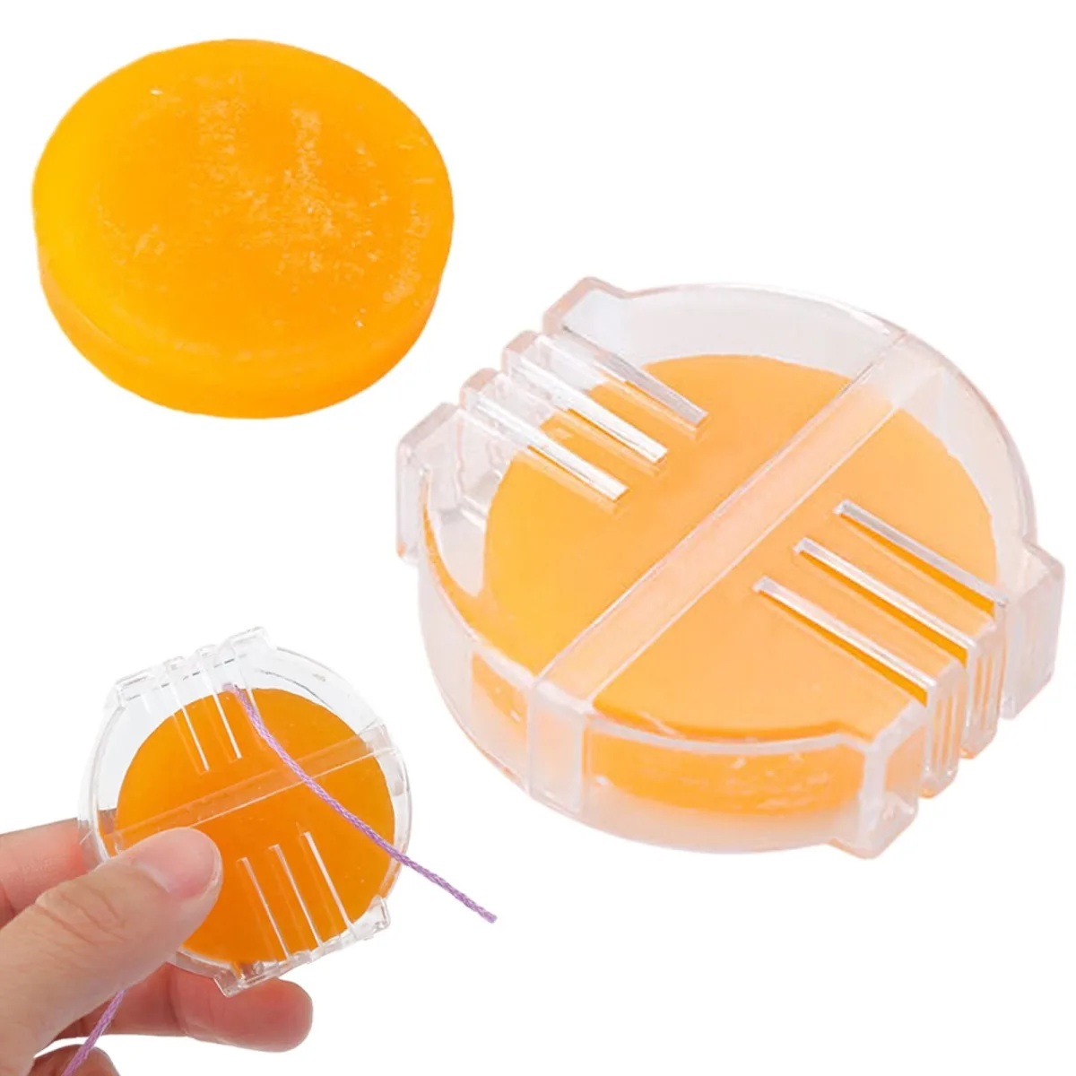 1 Piece Yellow Beeswax Thread Conditioner, Sewing Wax with Storage Box for Quilting Hand Sewing and Reinforcing Thread