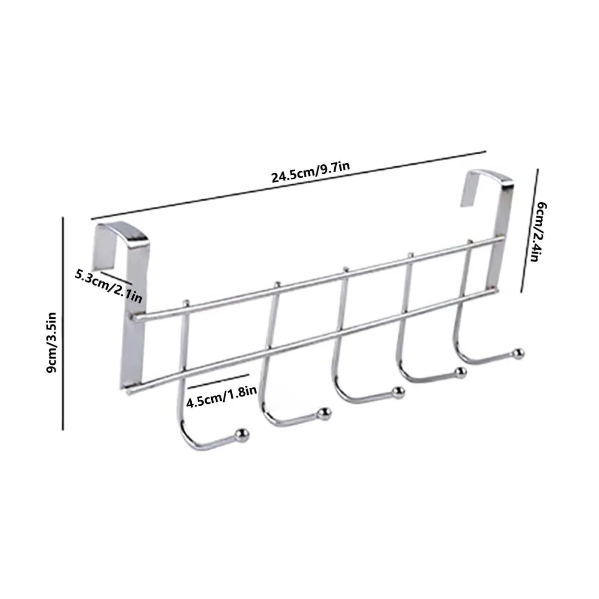 1 Piece Over The Door Hooks, Door Hanger, Over The Door Towel Rack, Door Coat Towel Hanger Door Coat Rack,No Drilling, Black, 23.9 x 8.9 x 5.1 cm