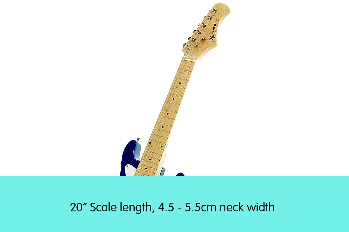 Karrera Kids Electric Guitar Junior Beginner Double Cutaway Scaled-Down Instrument for Children - Blue
