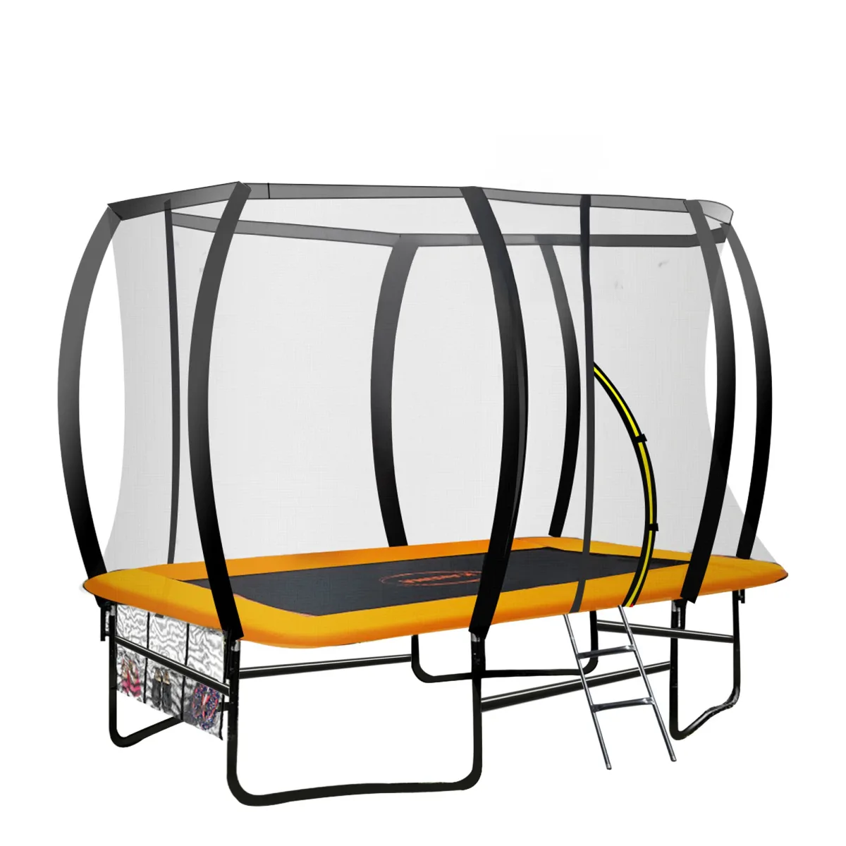 Kahuna 6 Ft X 9 Ft Rectangular Outdoor Trampoline With LED Basketball Set Orange