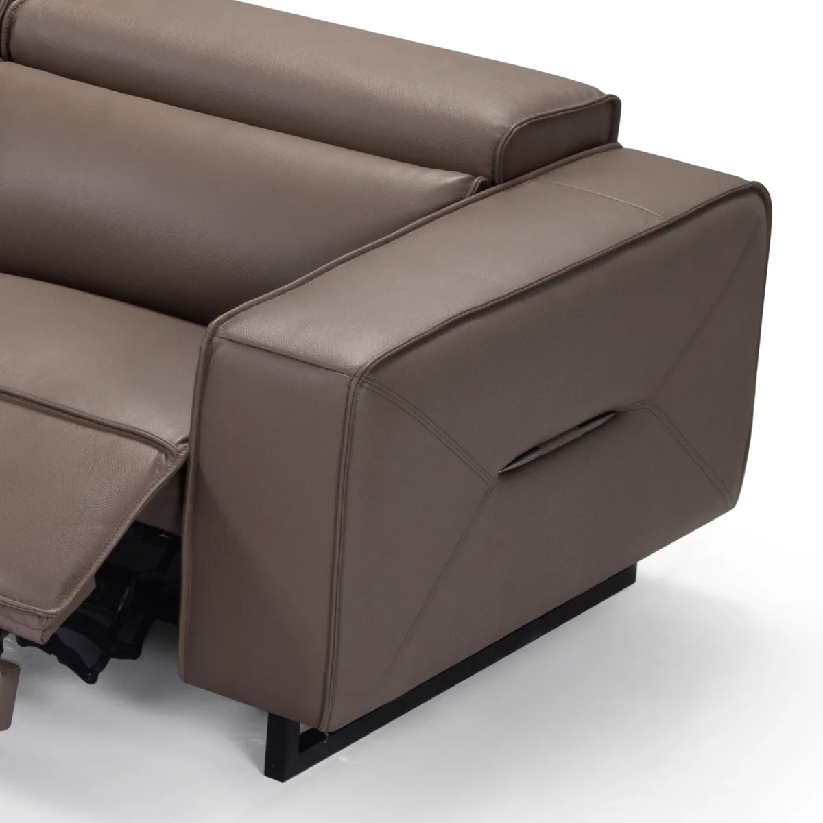 5 Seater Real Cow Leather Sofa with Power Recliner Adjustable Headrest Wooden Frame Corner Lounge