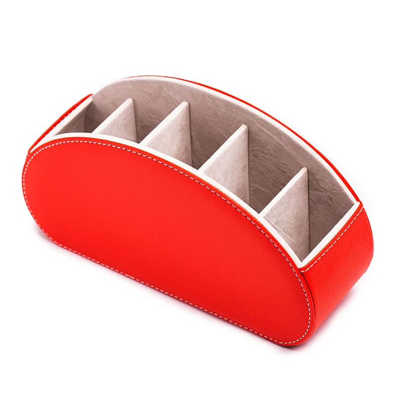 Stylish Remote Control Storage Box - PU Leather Organizer with Compartments