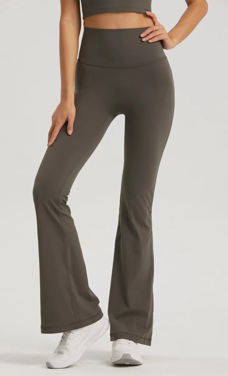 Black High-Waisted Lycra Yoga Bell-Bottom Pants for Women -Tummy Control & Butt Lifting