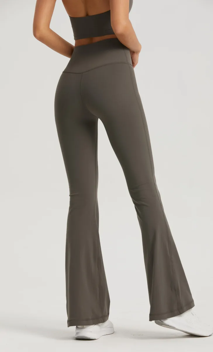 Black High-Waisted Lycra Yoga Bell-Bottom Pants for Women -Tummy Control & Butt Lifting