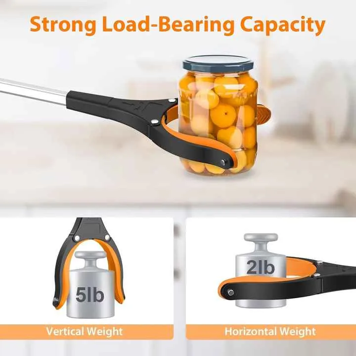 Orange Foldable Grabber Tool with Silicone Non-Slip Claws – Ideal for Litter Picking, Outdoor Use, and Household Cleaning