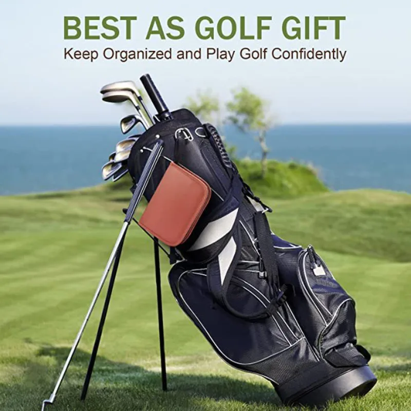 Premium PU Leather Golf Accessory Organizer - Professional Golf Tool Kit Empty Pouch