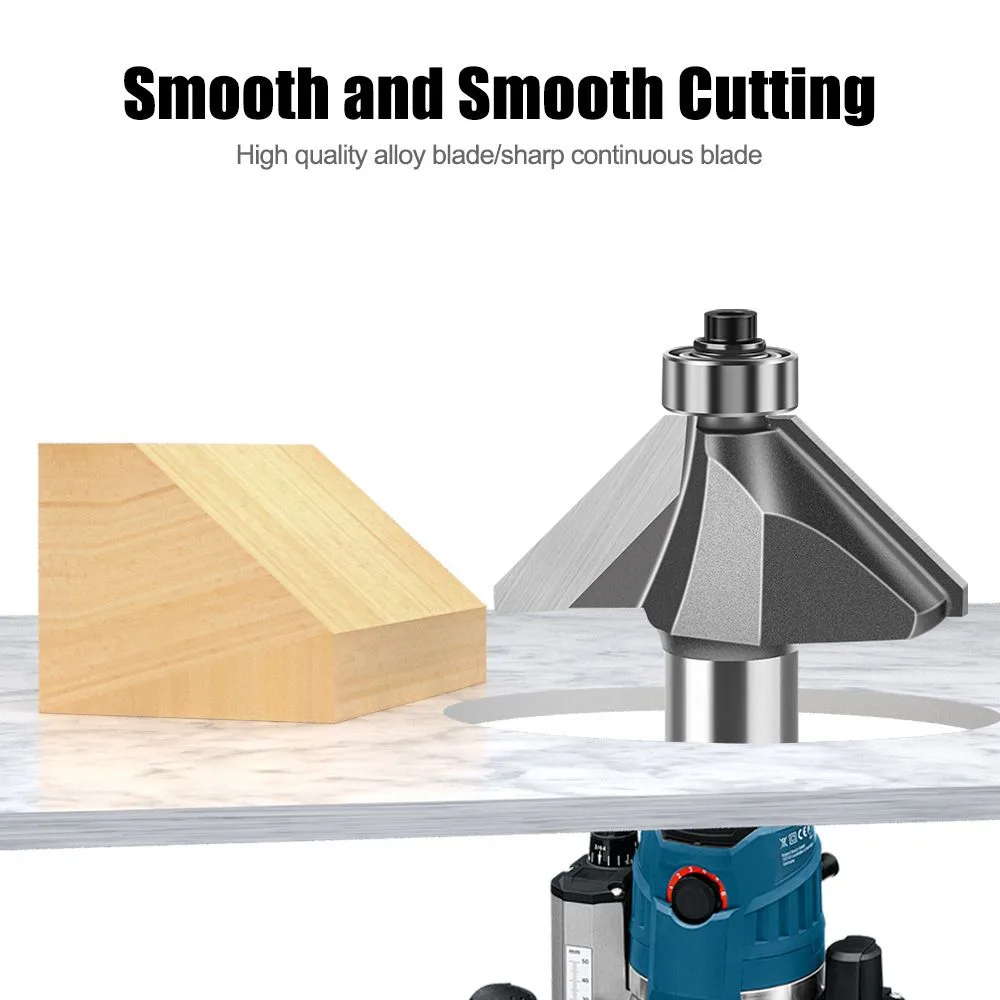12mm*1/2 45-Degree Chamfer Router Bit for Woodworking Edge Shaping for Furniture and Cabinet Projects(Gray)